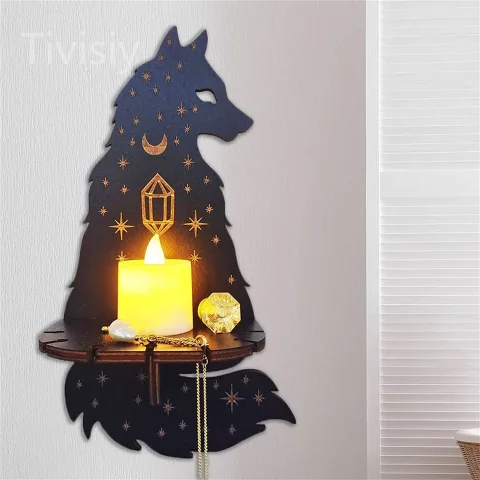 Exquisite Wooden Wall Mounted Candle Holders,  Fox